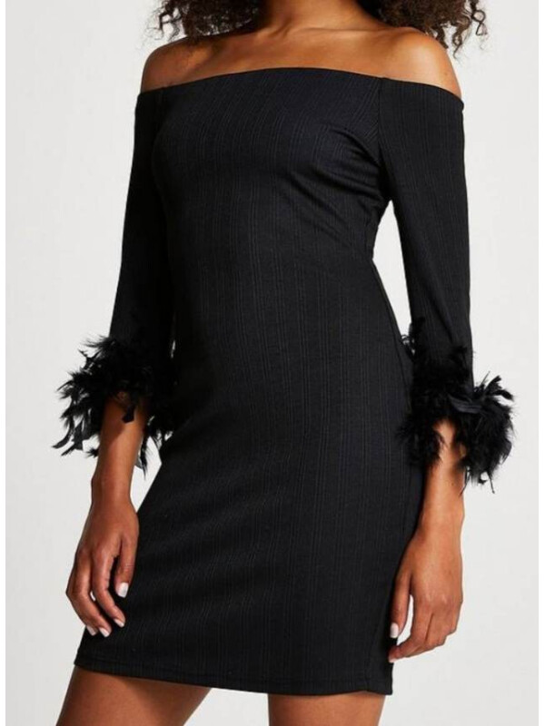 rochie_bardot_mini_neagra_cu_pene_river_island_4