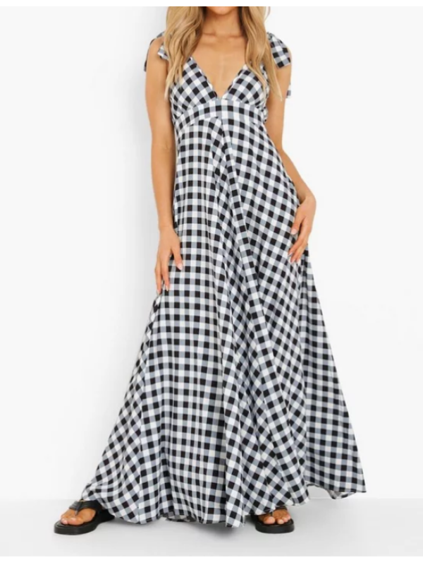 ROCHIE MAXI CU UMERI CRAVATĂ