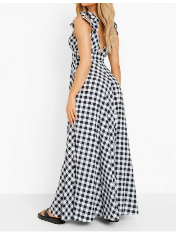 ROCHIE MAXI CU UMERI CRAVATĂ