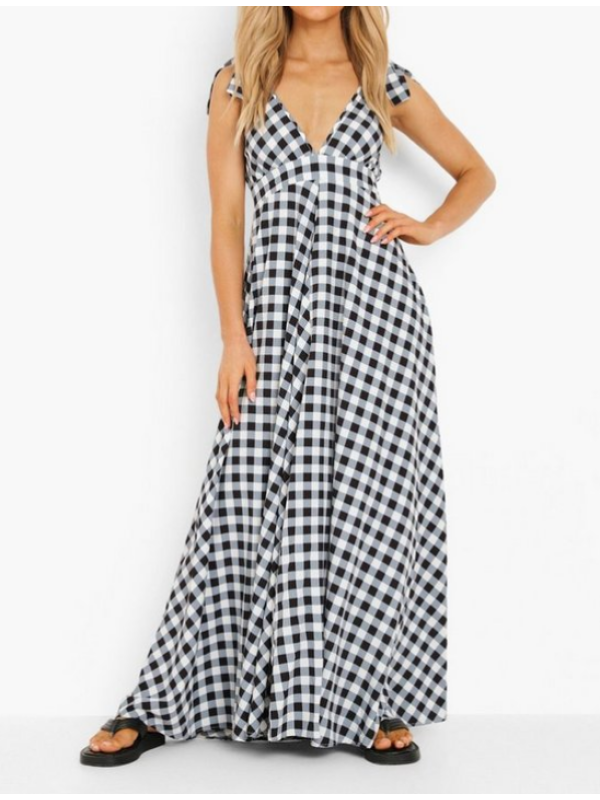 ROCHIE MAXI CU UMERI CRAVATĂ