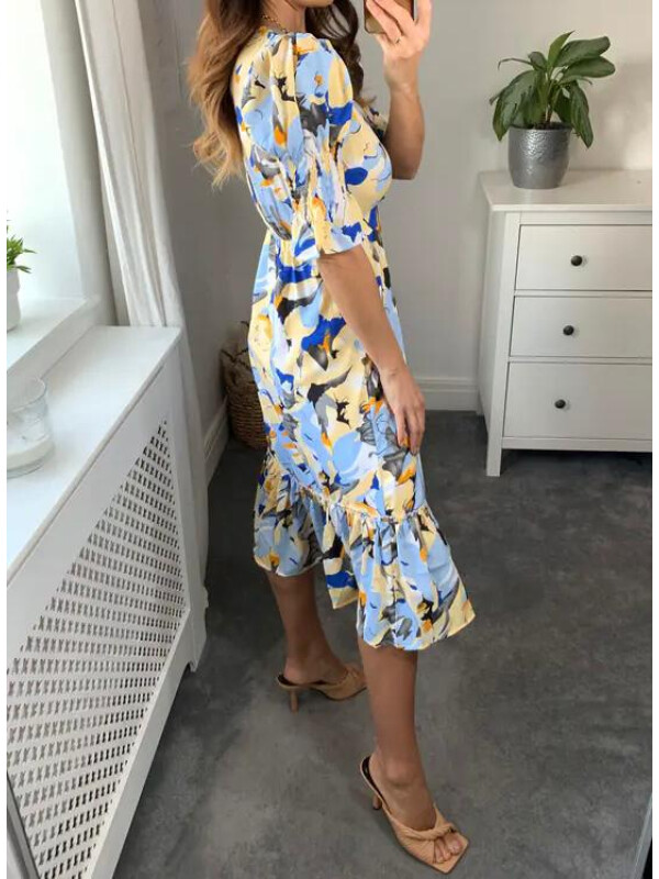 ROCHIE MIDI CU MANECI BUFANTE SCURTE