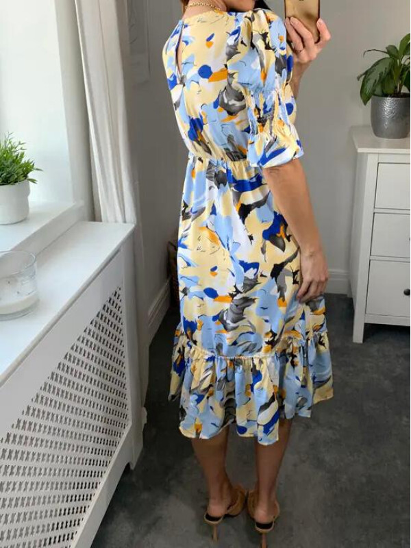 ROCHIE MIDI CU MANECI BUFANTE SCURTE