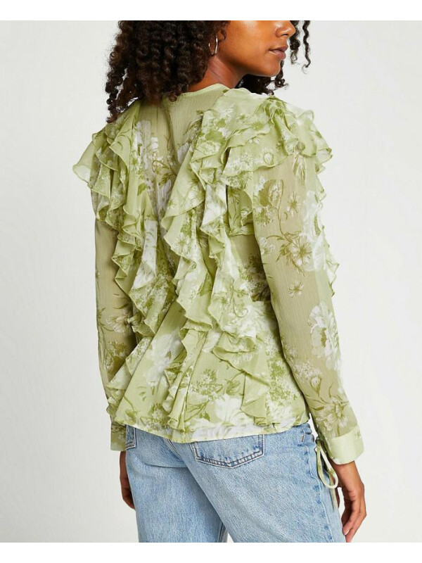 BLUZA CU IMPRIMEU FLORAL VERDE