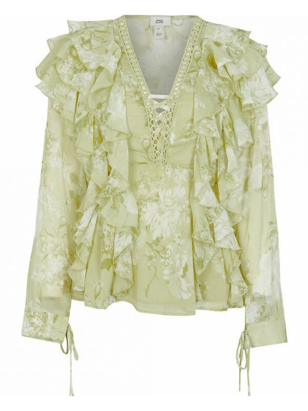 BLUZA CU IMPRIMEU FLORAL VERDE