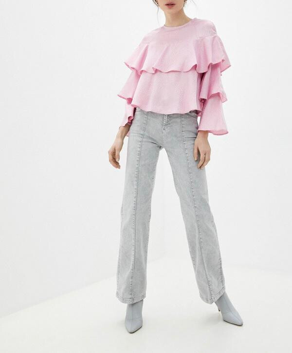 BLUZA DIN SATIN CU VOLANE