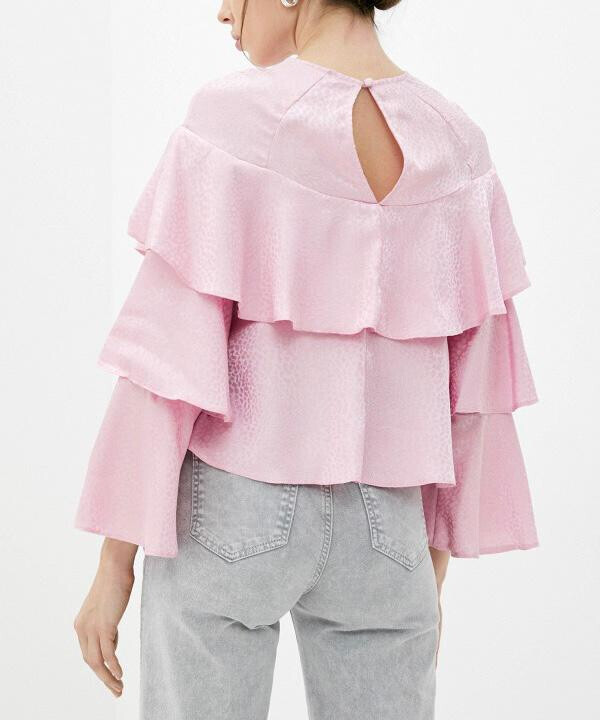 BLUZA DIN SATIN CU VOLANE