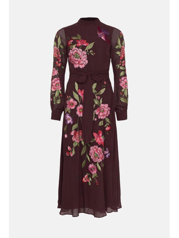 ROCHIE MIDI CU BRODERIE FLORALA