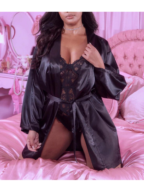 HALAT DIN SATIN NEGRU