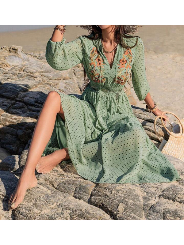 ROCHIE MAXI CU MÂNECĂ