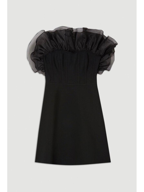 ROCHIE MINI CU DETALIU CU VOLAN DIN ORGANZA CU BANDAJ