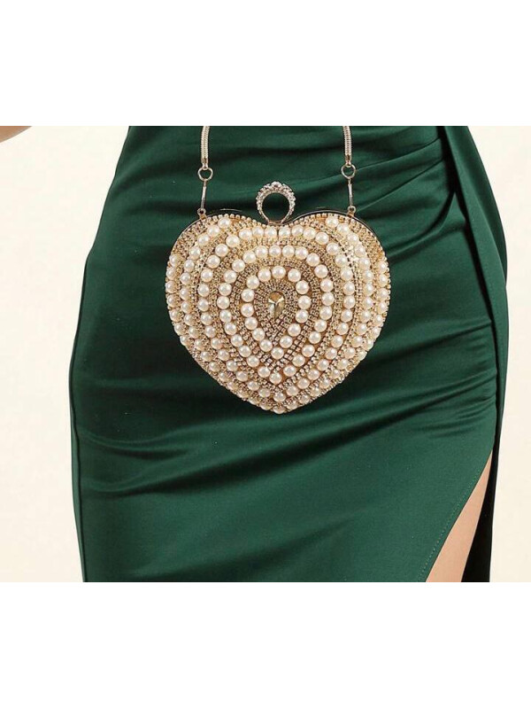 CLUTCH CU PERLE SI PIETRE-Auriu