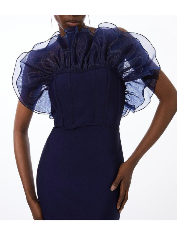 ROCHIE MIDAXI CU VOLANE DIN ORGANZA CU BANDAJ-L