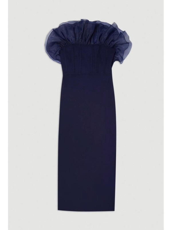 ROCHIE MIDAXI CU VOLANE DIN ORGANZA CU BANDAJ