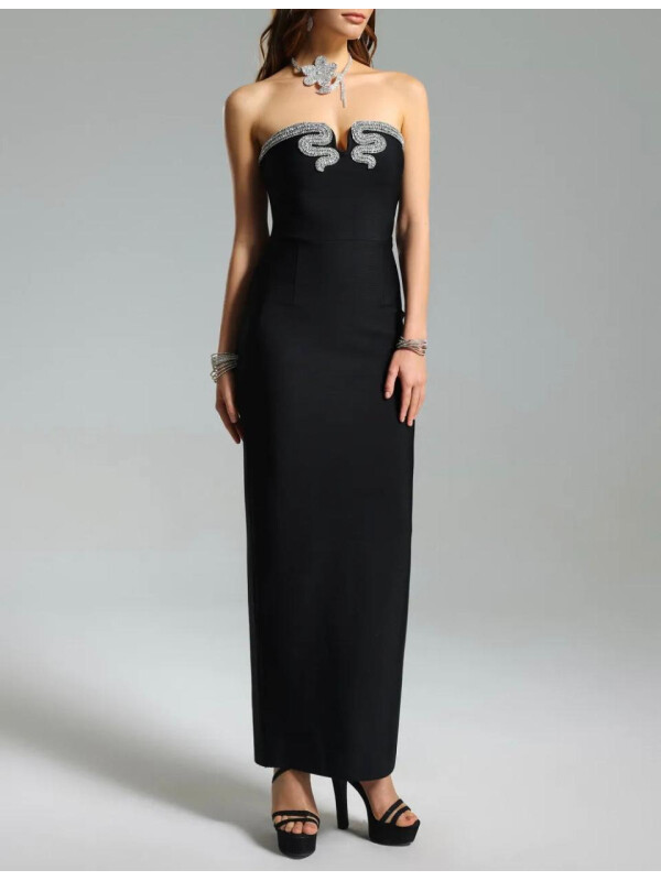 ROCHIE FĂRĂ BRETELE CU DECOLTEU ÎN V -S