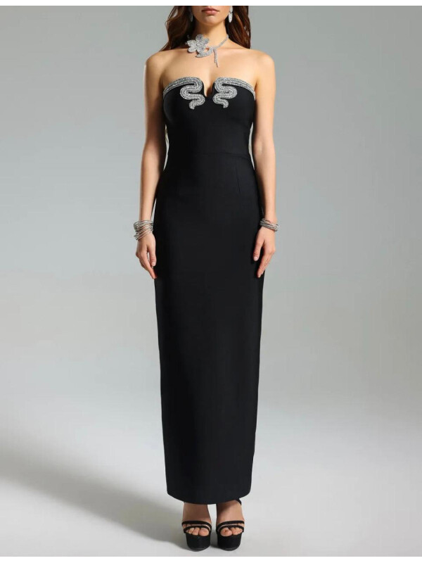 ROCHIE FĂRĂ BRETELE CU DECOLTEU ÎN V 