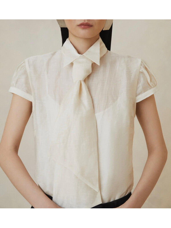 BLUZĂ DIN ORGANZA CU CRAVATĂ-S