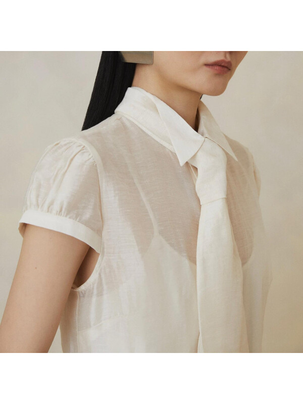 BLUZĂ DIN ORGANZA CU CRAVATĂ-S