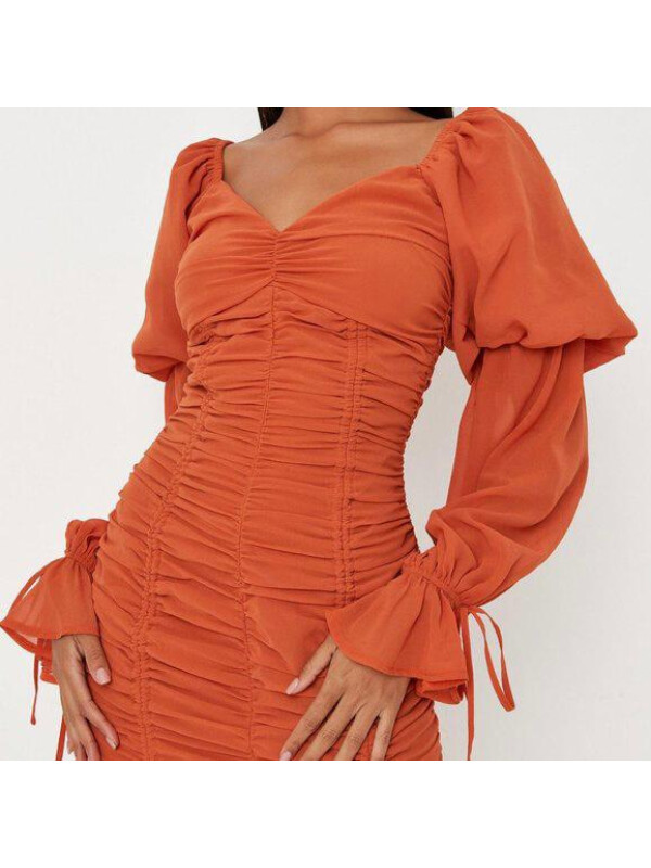 ROCHIE MINI CU MÂNECI BUFANTE DIN ȘIFON-S