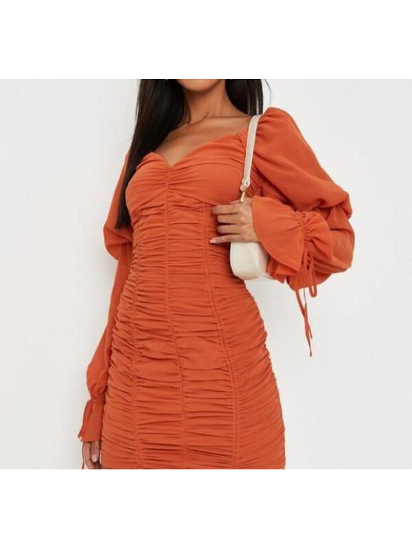 ROCHIE MINI CU MÂNECI BUFANTE DIN ȘIFON