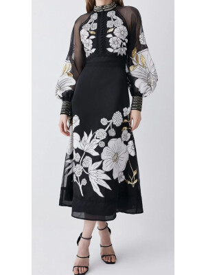 ROCHIE MIDI CREM CU BRODERIE 