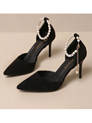 Pantofi negri din catifea