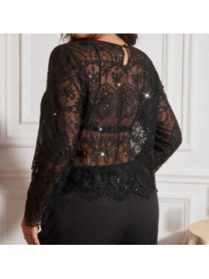 Bluză neagră transparentă din plasă