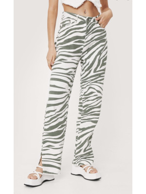 Blugi Zebra cu picior drept cu tiv despicat 