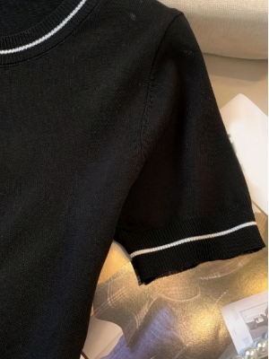 Bluză casual tricotată, cu guler rotund,