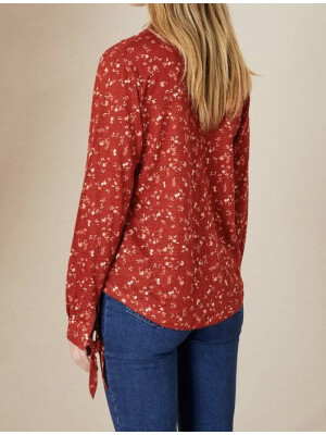 Top de in cu mânecă lungă cu imprimeu floral 