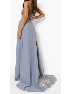 Rochie maxi corset din dantela contrast