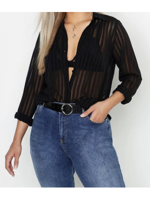 Cămașă transparentă cu dungi Boohoo