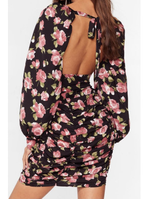 ROCHIE MINI CU MÂNECI IMPRIMEU CU FLORI