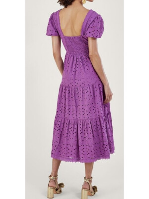 Rochie Fabiola mov, cu broderie