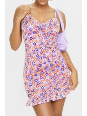 ROCHIE ROZ CU FLORI MULTICOLOR