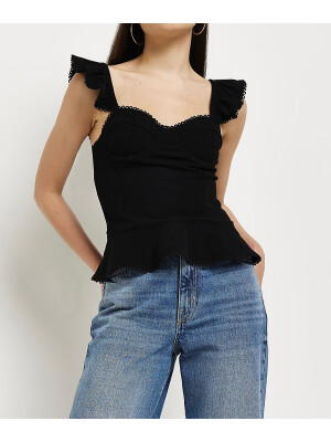 TOP CORSET PEPLUM NEGRU