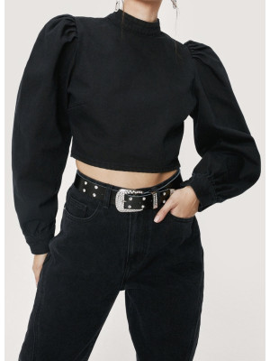 Bluza denim negru Nasty Gal 