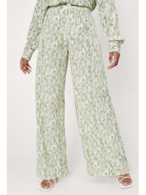 Pantaloni largi cu imprimeu abstract mic