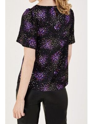 Tricou mov Celestia cu imprimeu metalizat