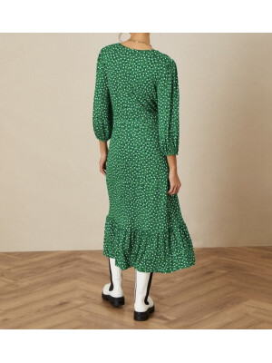 Rochie din jerseu cu buline verde