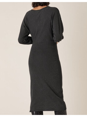 Rochie tricotată Star cu pietre aplicate și LENZING™ ECOVERO™, gri