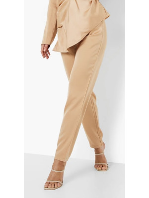 Pantaloni crem din satin Boohoo