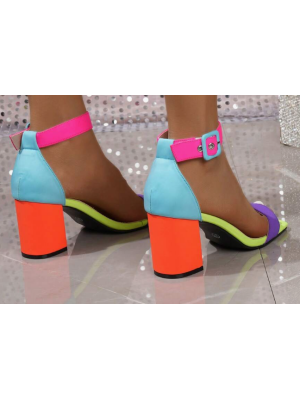 Sandale cu toc înalt și design peep-toe cu baretă,