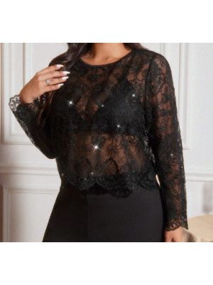 Bluză neagră transparentă din plasă