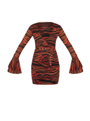 ROCHIE BODYCON CU IMPRIMEU ZEBRĂ ORANGE