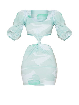 ROCHIE VERDE MENTA CU NOD IN FATA 