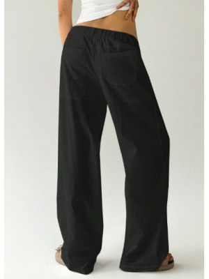 Pantaloni simpli, simpli,  cu talie joasă, cu picioare drepte,