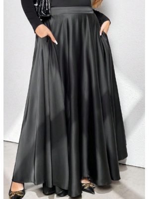 Fustă evazată elegantă în culoare solidă