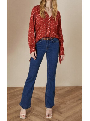 Top de in cu mânecă lungă cu imprimeu floral 