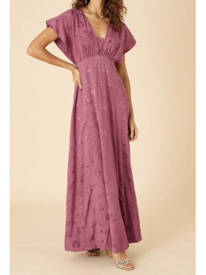 Rochie maxi roz Donna din satin jacquard