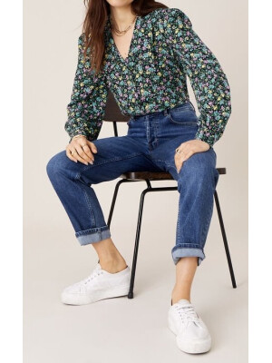 Bluză Ditsy Floral Print Collar